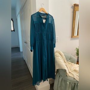 Zara NWT Teal Maxi Dress Size Large